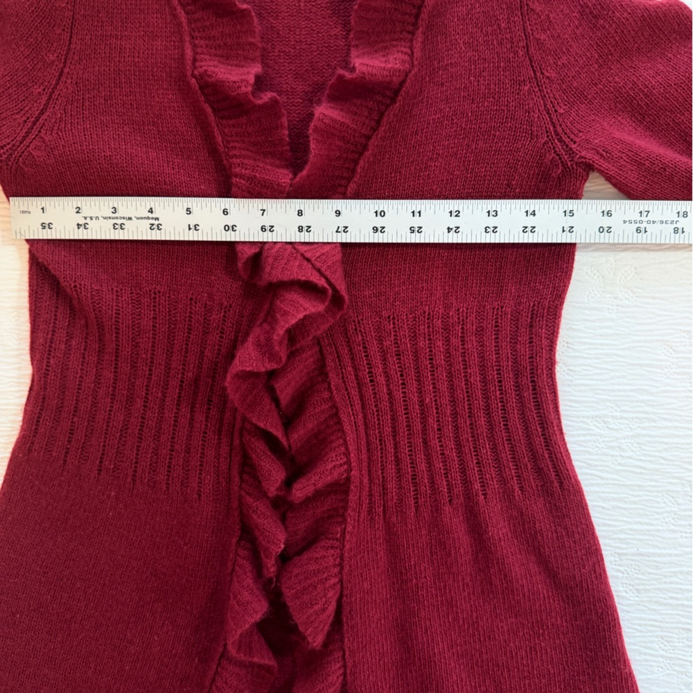 Sparrow Anthropologie Cardigan Sweater burgundy size S long duster - Picture 8 of 10